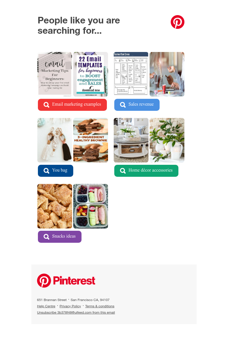 Pinterest - Email Marketing Examples, Sales Revenue and more ideas to search for