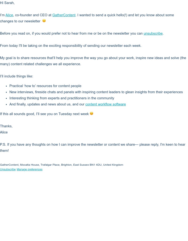 GatherContent - Newsletter
