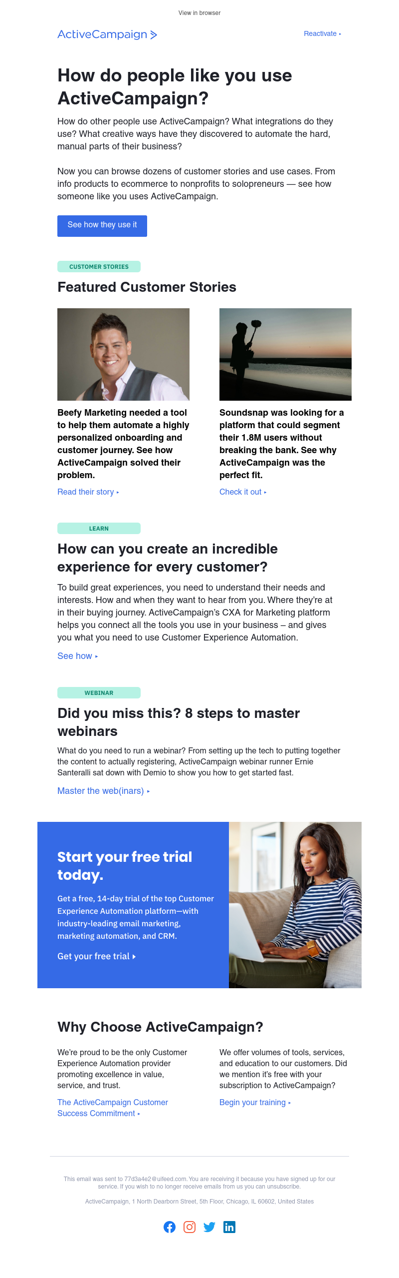  - See how someone like you uses ActiveCampaign