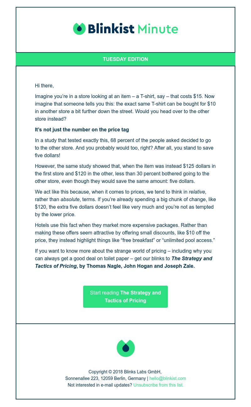  - Blinkist Minute: Are you a price relativist?