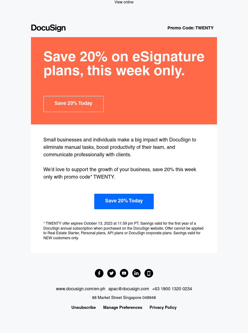  - Our gift to you: 20% off