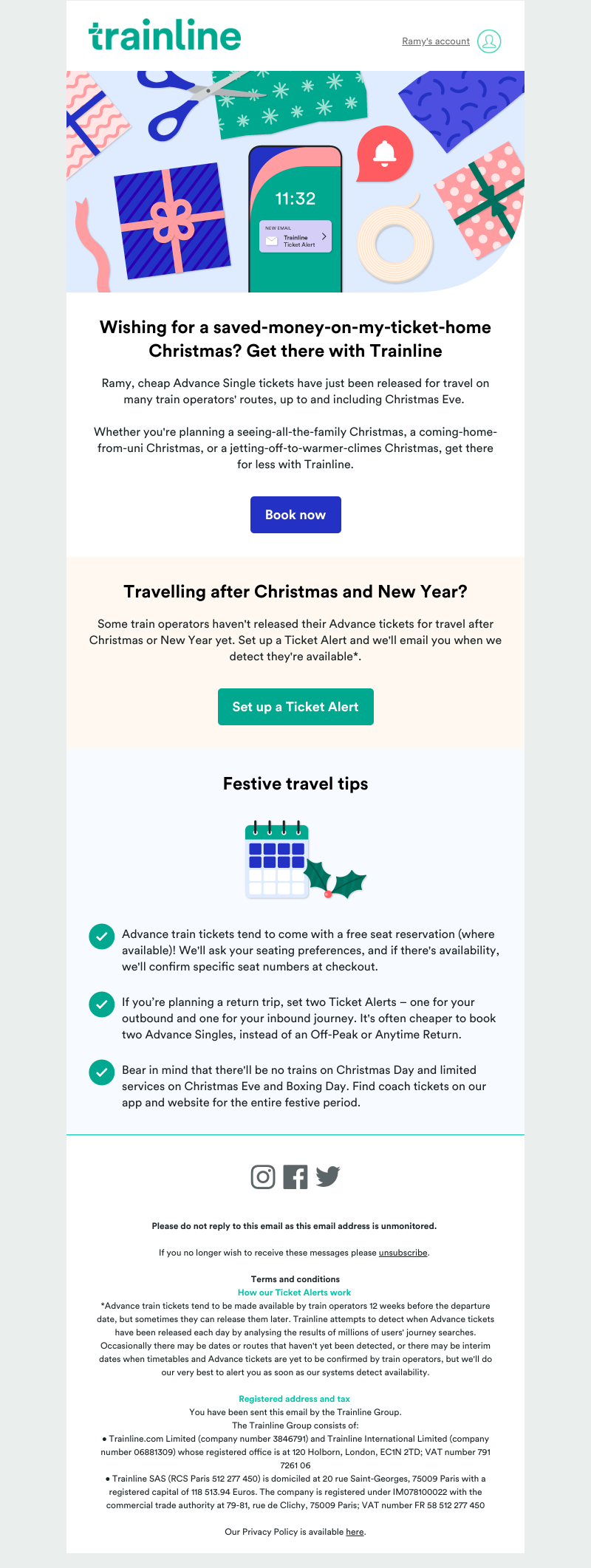 Trainline - First release: Cheap Advance tickets for Christmas travel