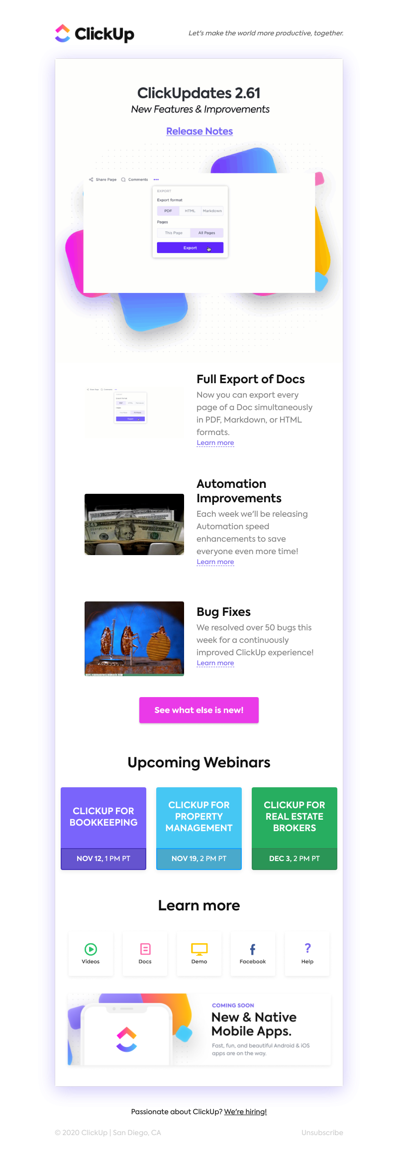 ClickUp - Full Doc Exports, Automation Improvements, Bug Fixes, ➕ more!