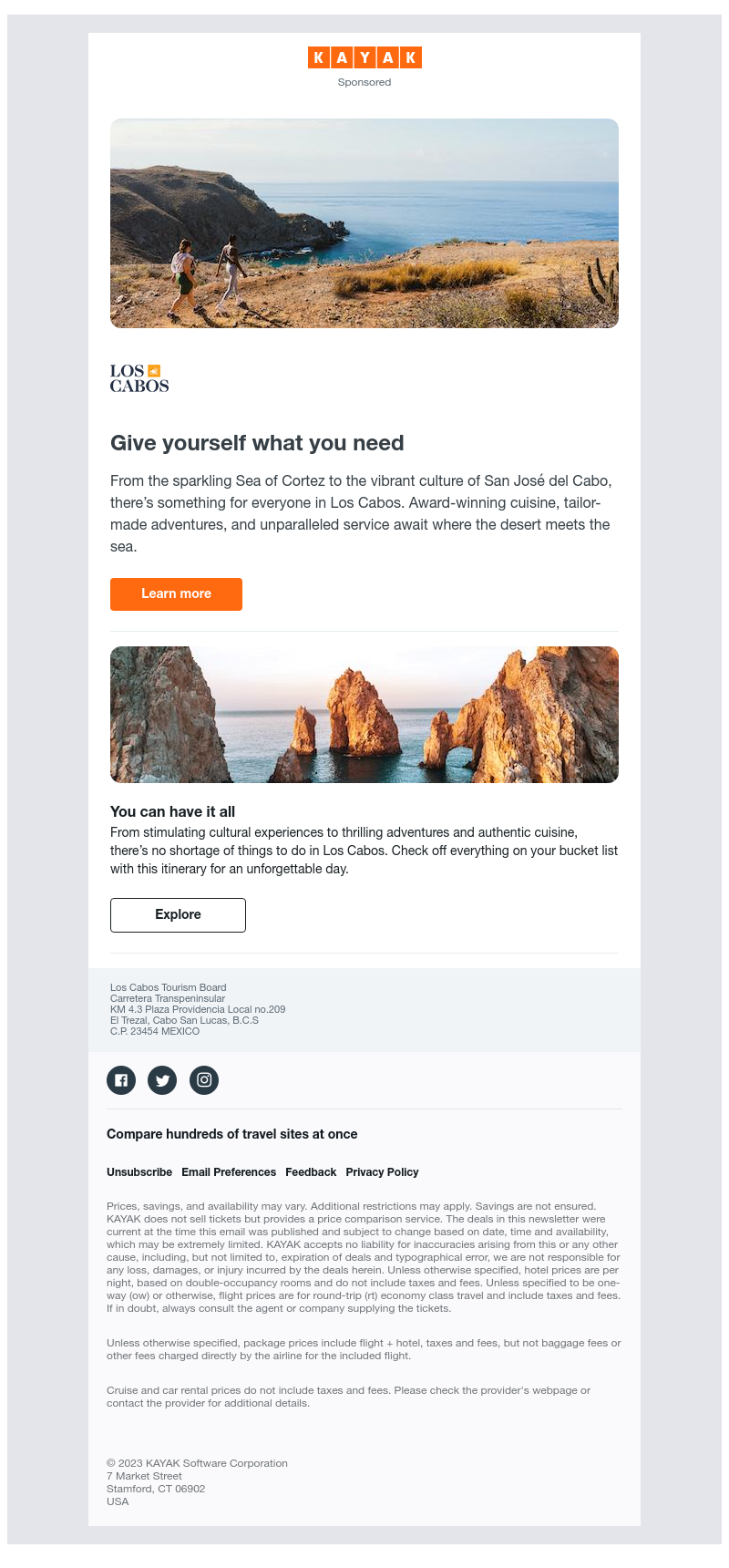 Kayak - Experience peak wellness in Los Cabos