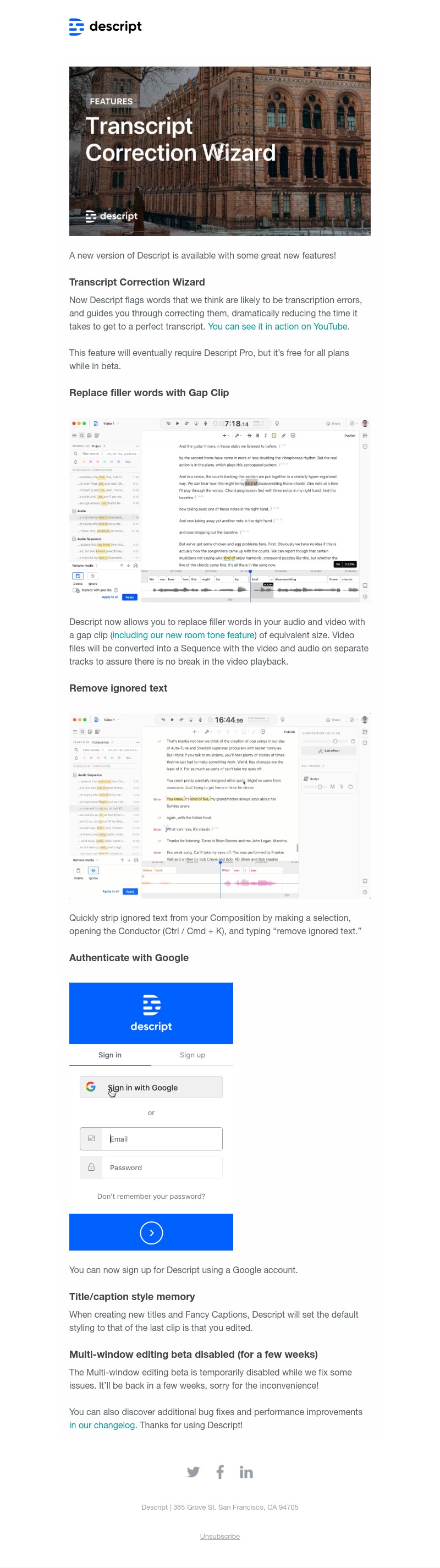 Descript - New in Descript: Transcript Correction Wizard and more