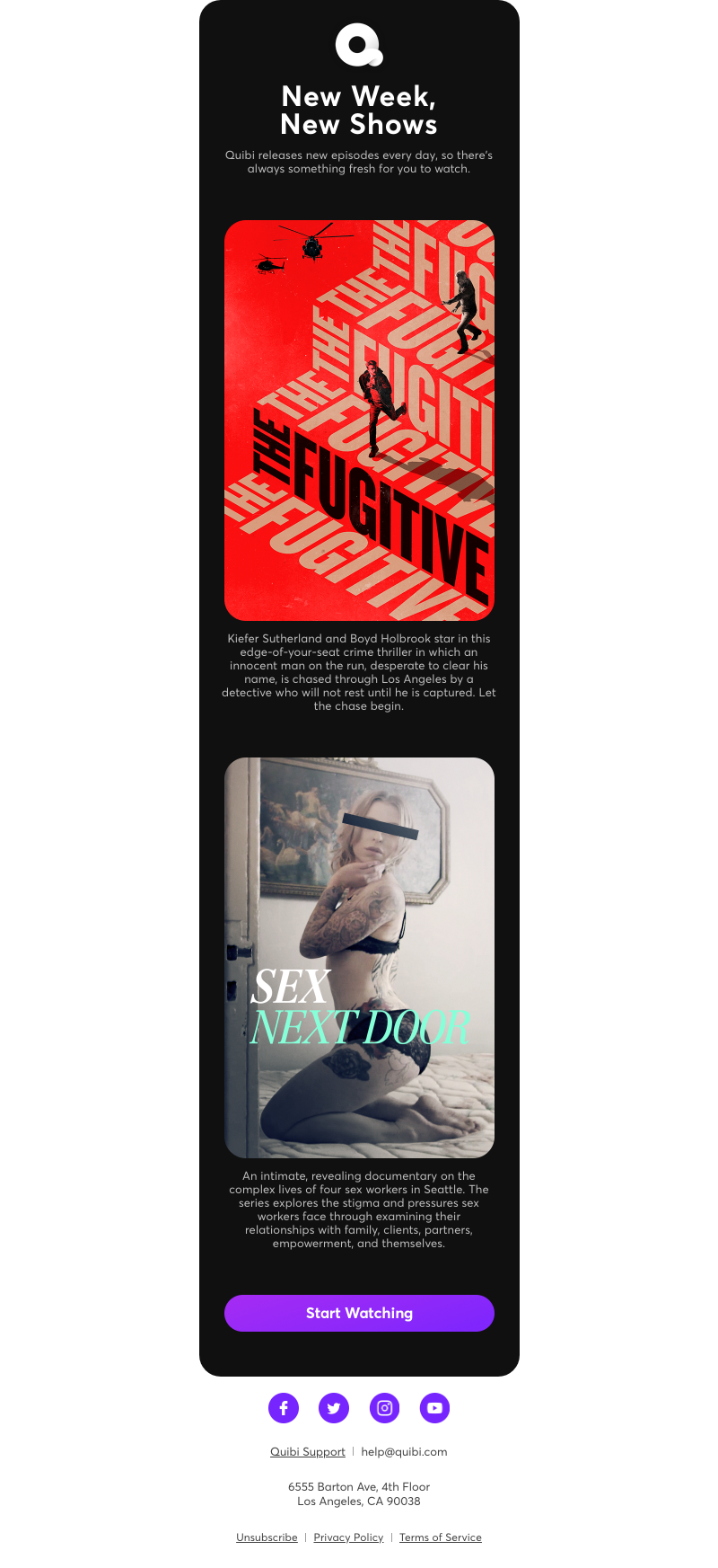 Quibi - New This Week: The Fugitive and Sex Next Door