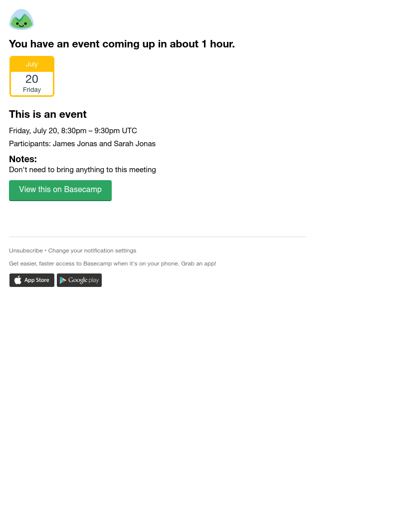 Basecamp - (Marketing) This is an event