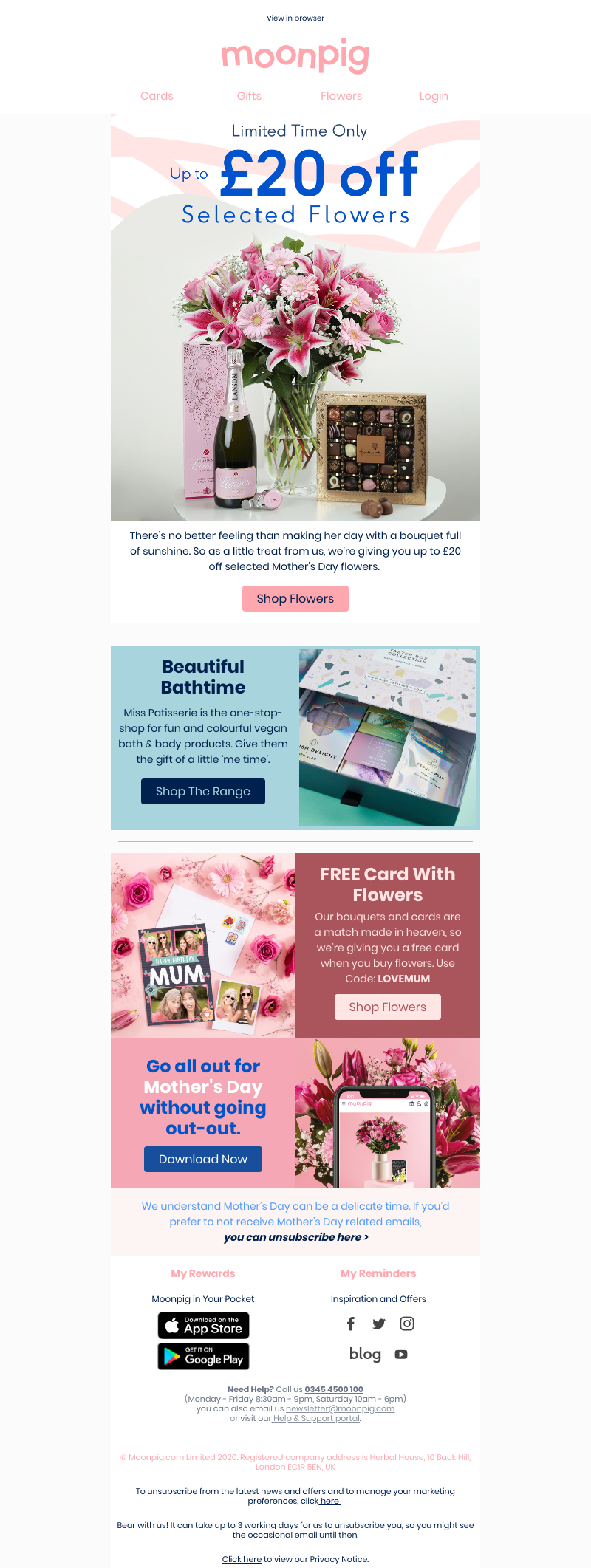 Moonpig - (A surprise) Something sweet from you to her... How much would you love up to £20 off selected bouquets?