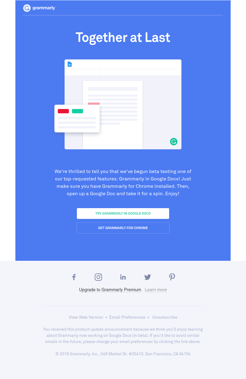 Grammarly - Grammarly's Chrome Extension + Google Docs, Together at Last!