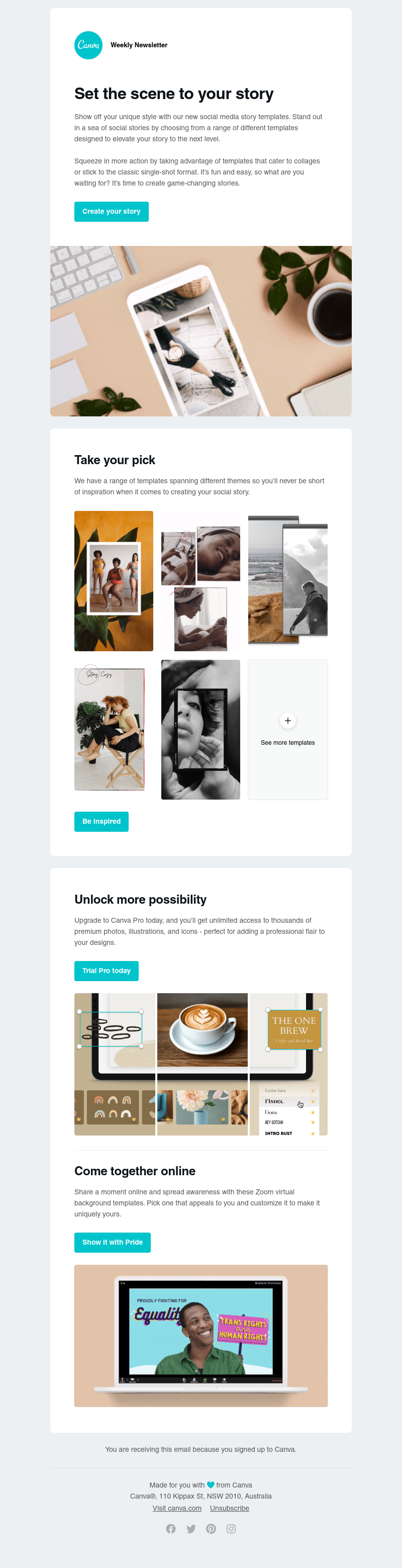 Canva - Set the scene to your story with our templates