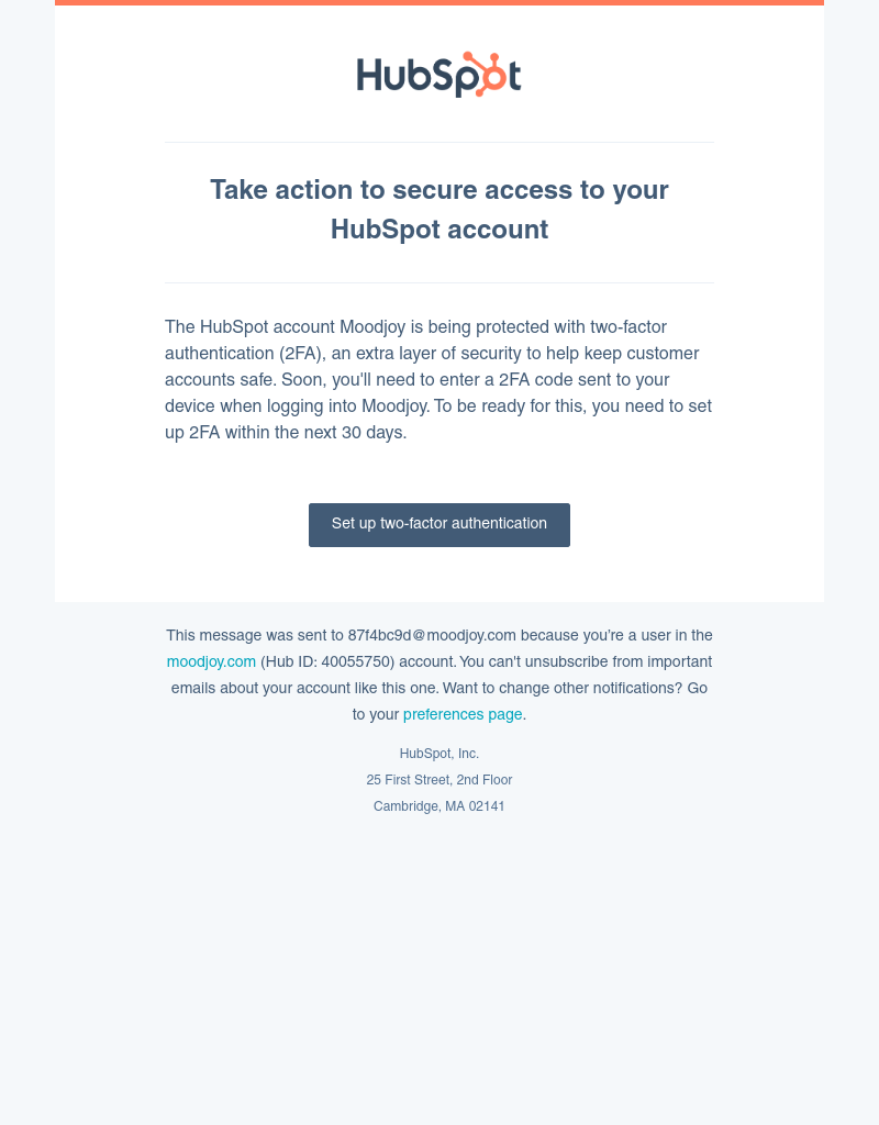 HubSpot CRM - Take action to secure access to your HubSpot account