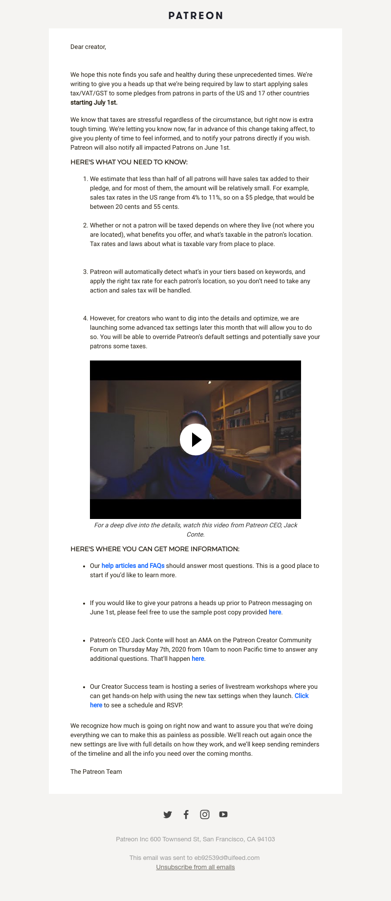 Patreon - Important update about Sales Tax/VAT/GST