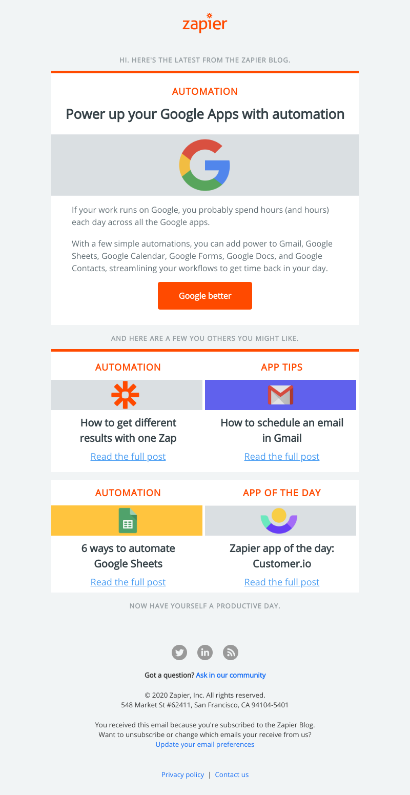 Zapier - Power up your Google Apps using automation