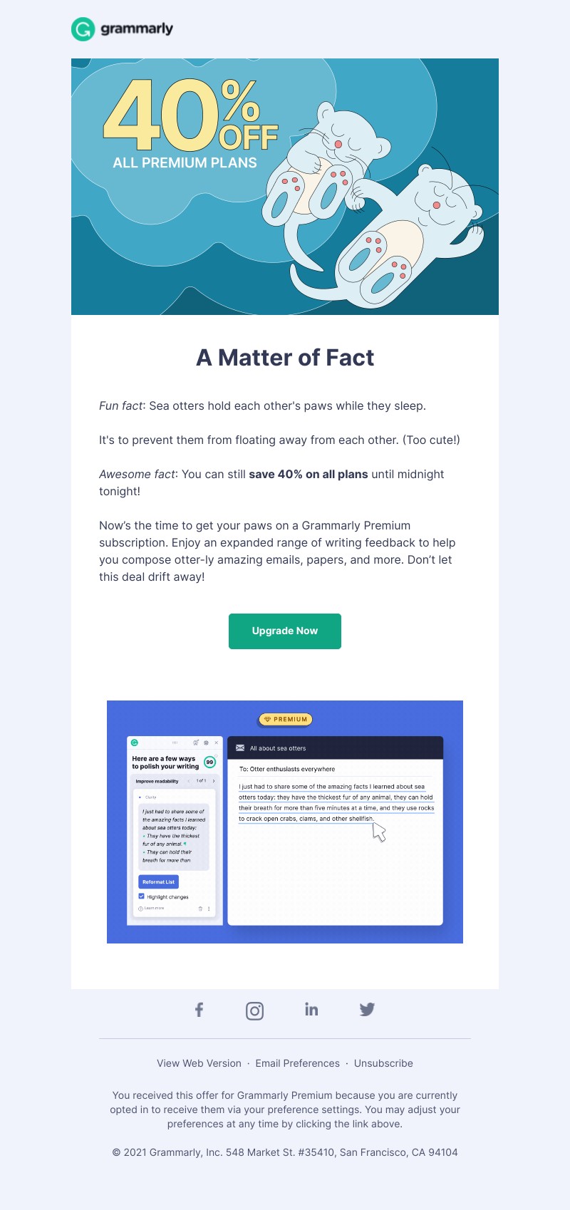 Grammarly - 🦦 Last chance to save 40% on Premium