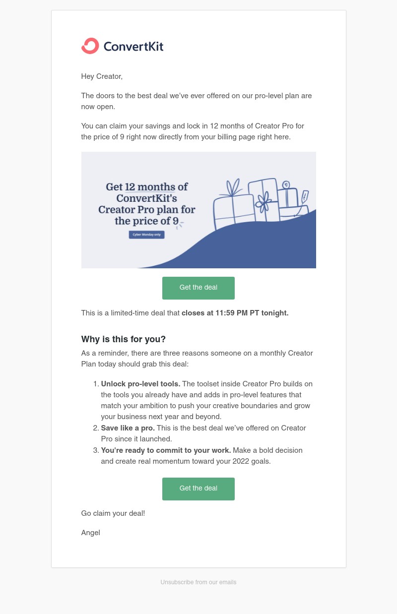 ConvertKit - Your Creator Pro savings have arrived.