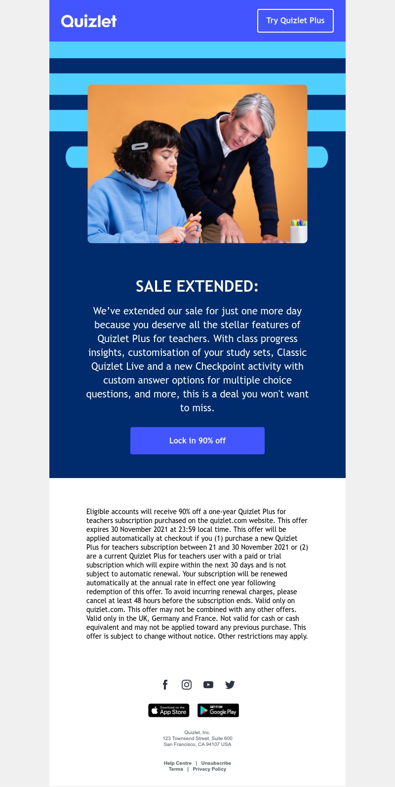 Quizlet - ⏳ONE LAST CHANCE: 90% off Quizlet Plus for teachers for one more day