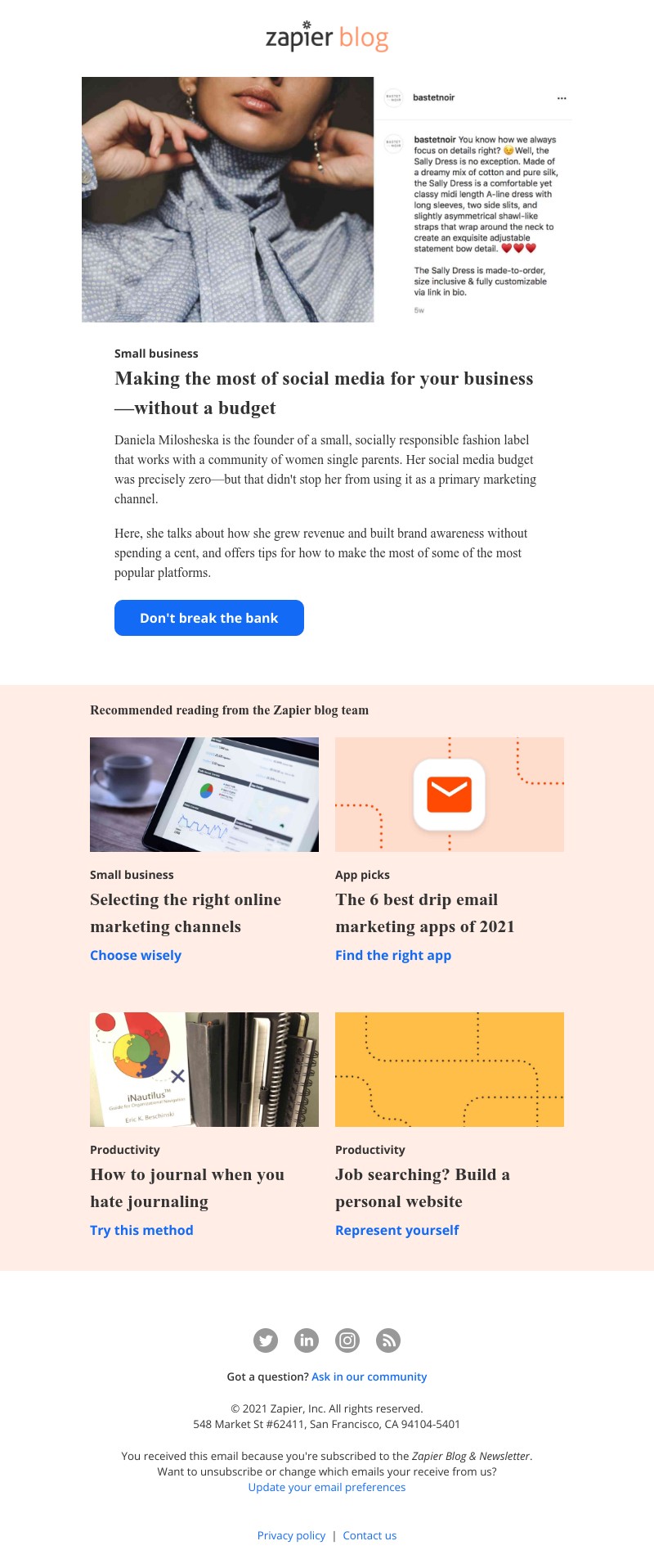 Zapier - Making the most of social media for your business—without a budget