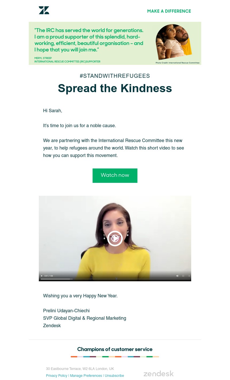 Zendesk - Sarah, it's time to spread the kindness