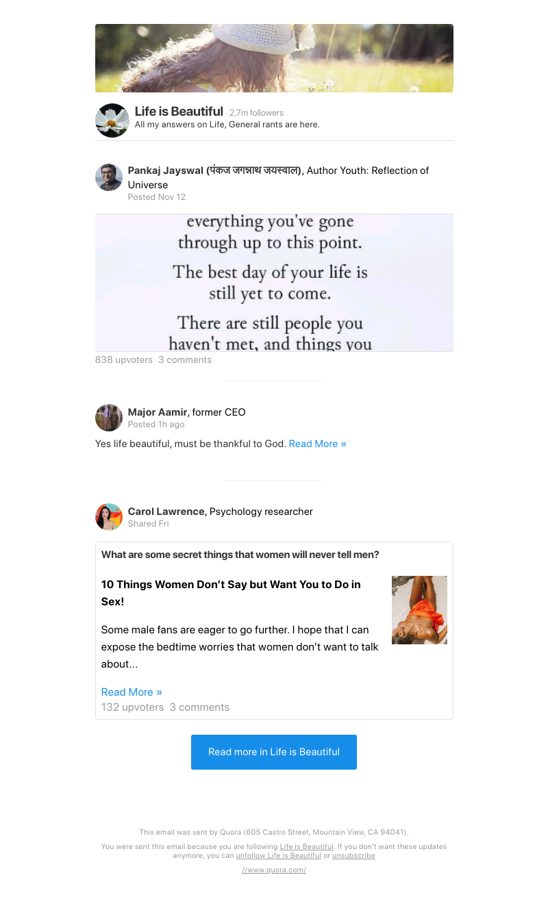 Quora - New in Life is Beautiful