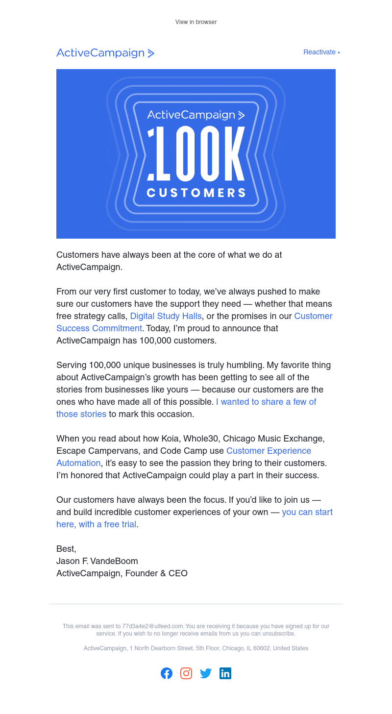  - Over 100,000 businesses choose ActiveCampaign