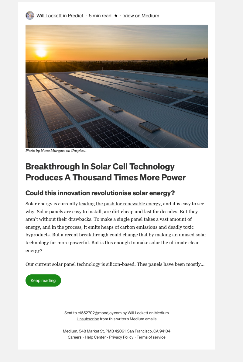 Medium - Breakthrough In Solar Cell Technology Produces A Thousand Times More Power