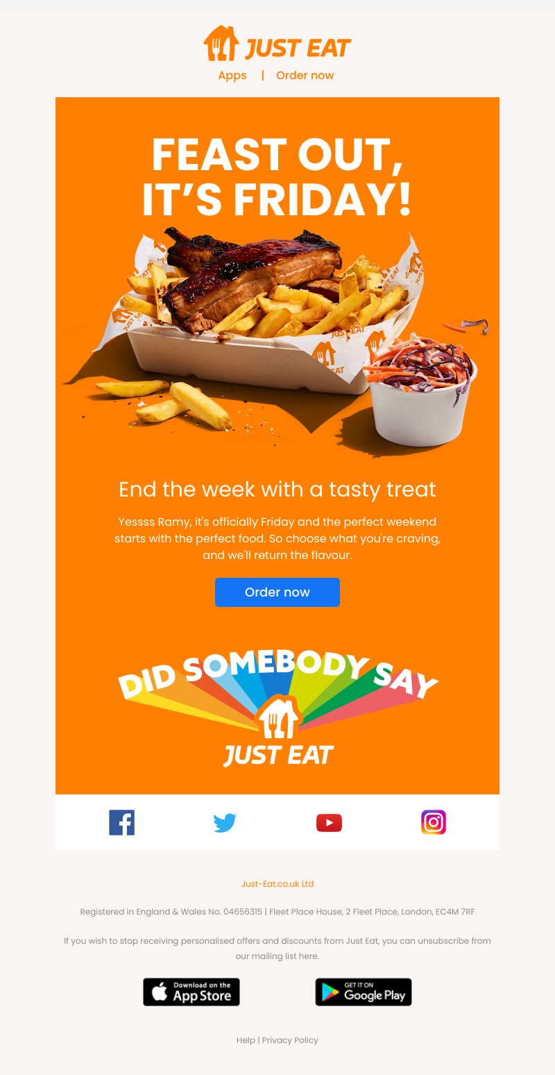 Just Eat - Ramy, Friday + food = 😍 