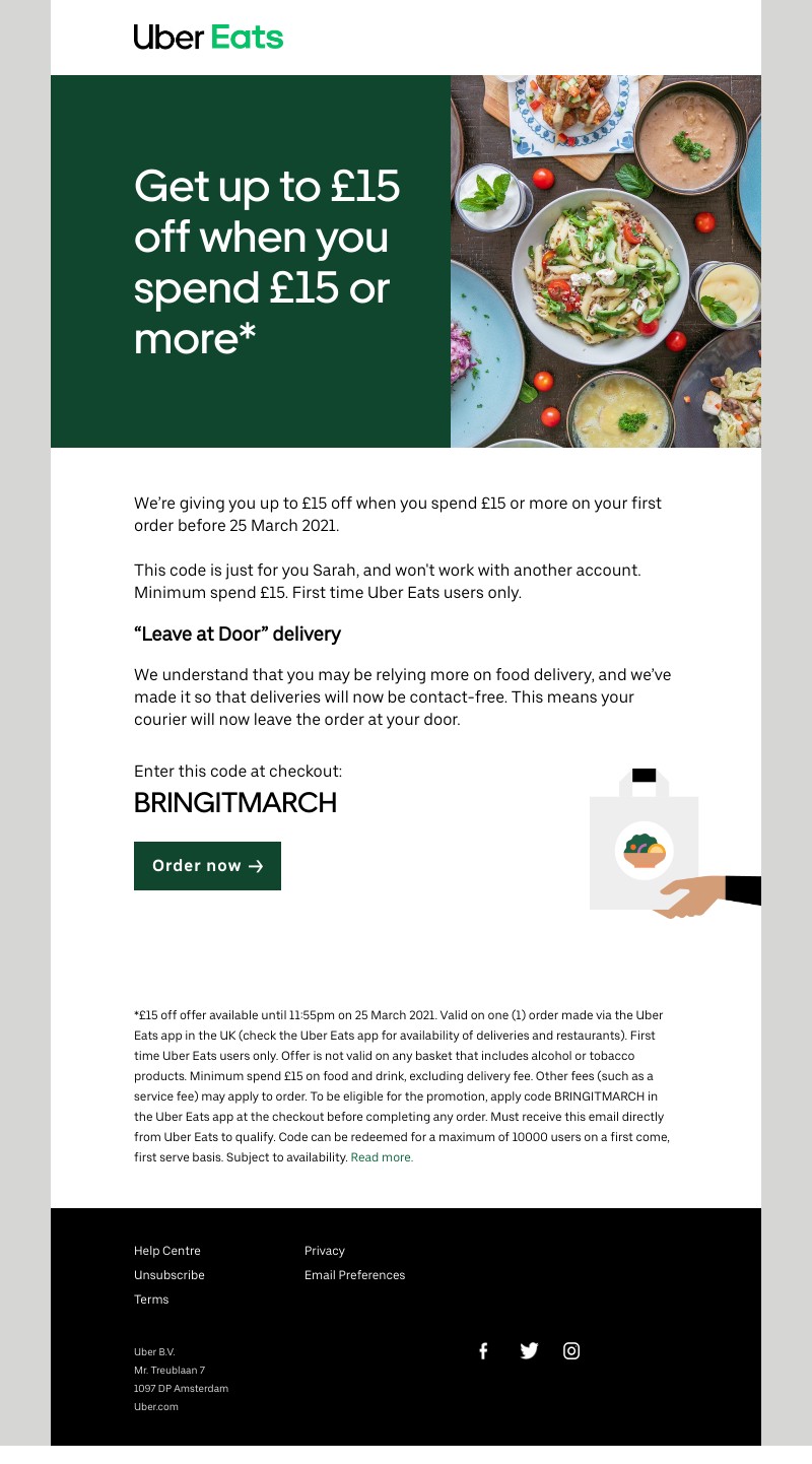 Uber Eats - Get £15 off your first takeaway,
Sarah