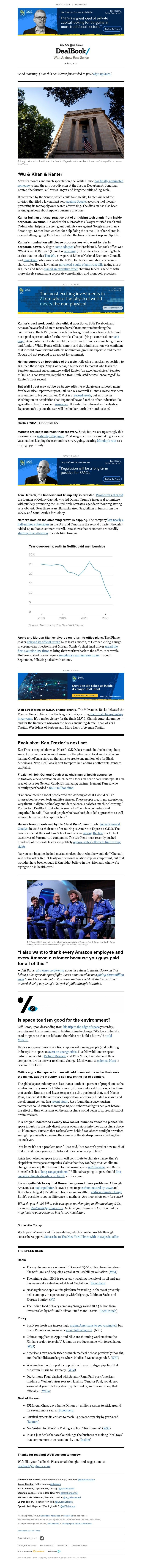 The New York Times - DealBook: A tough antitrust trio takes shape