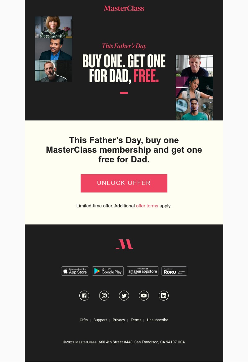  - Last chance! Buy one. Get one for Dad, free.