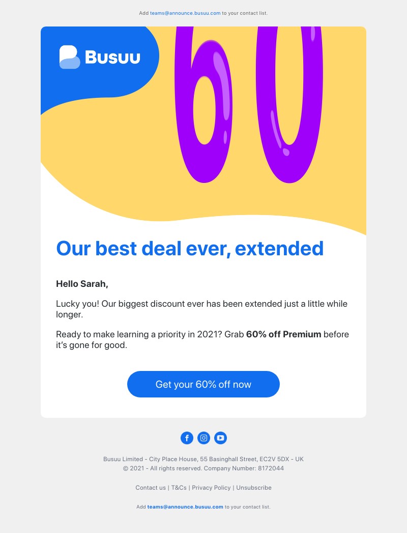 Busuu - 60% off – EXTENDED | It’s your lucky day ✨