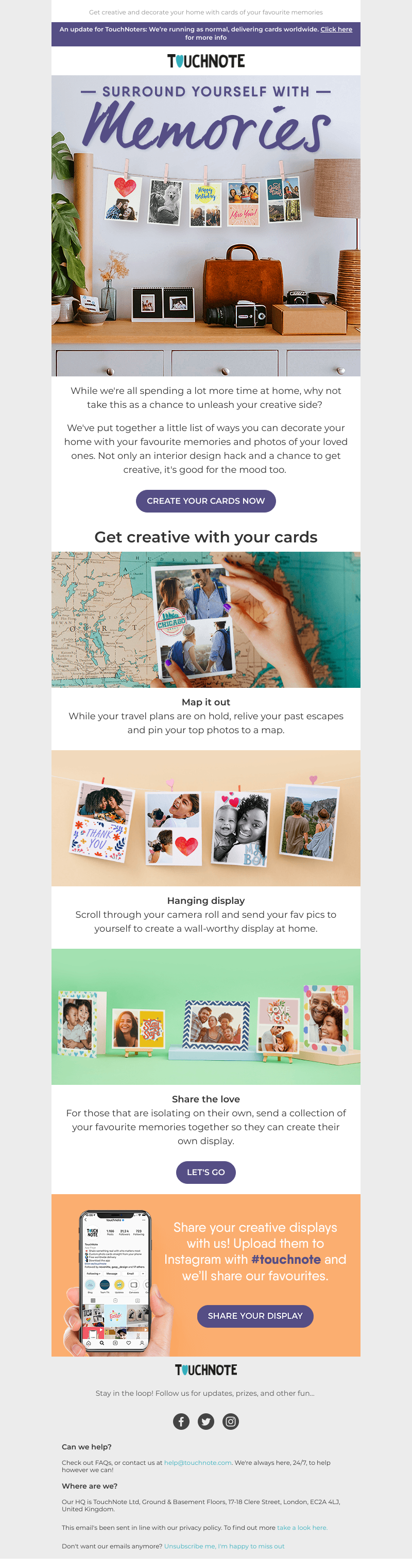 TouchNote - Surround yourself with memories, Sarah 🙌