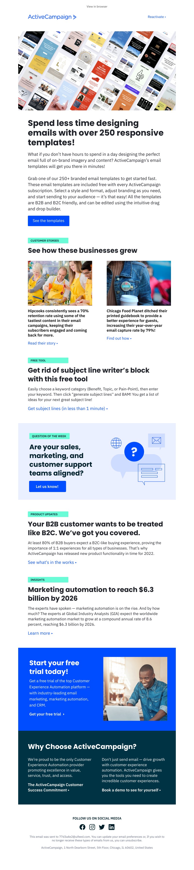  - There are now 250+ email templates to make your emails stand out!