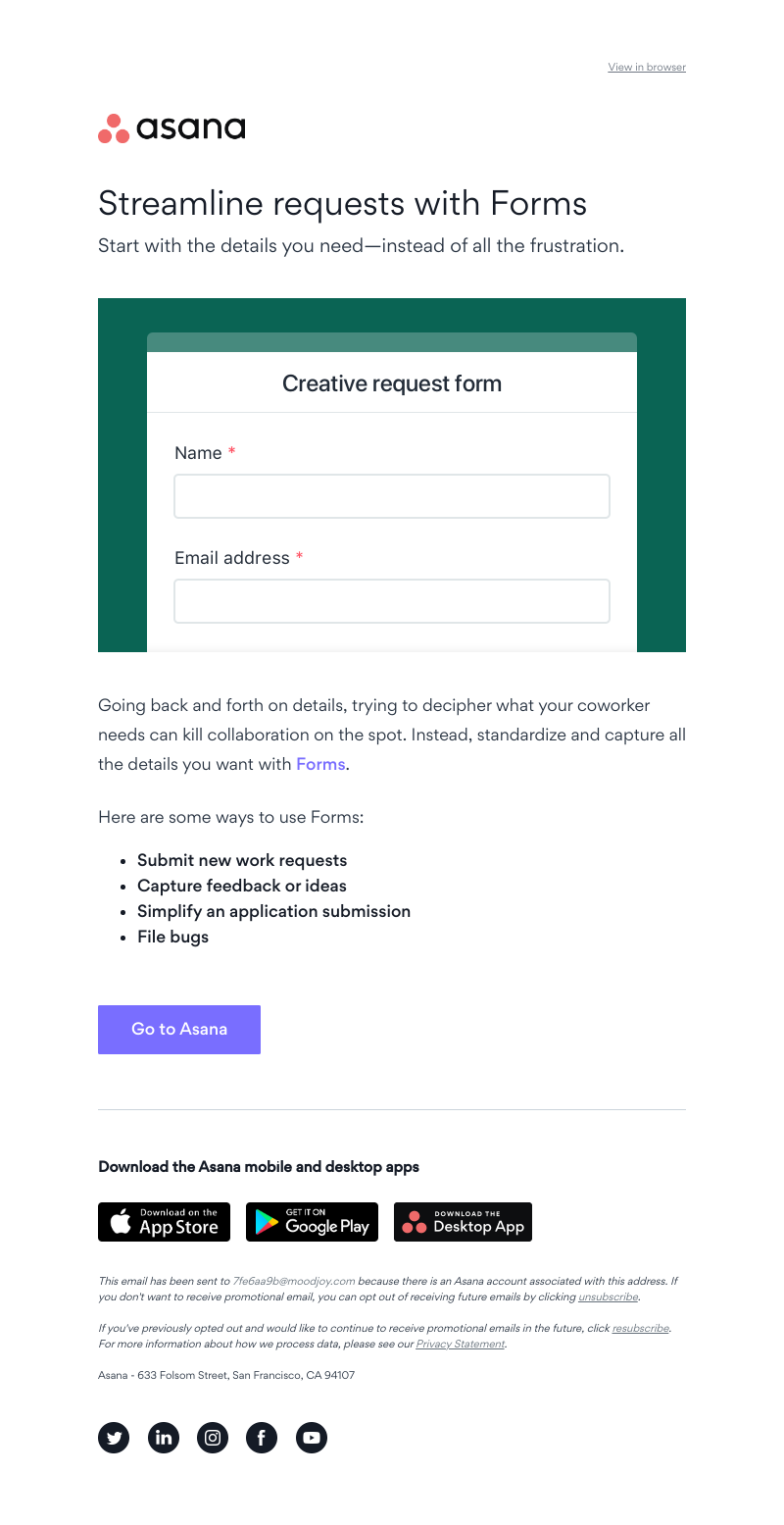 Asana - Another back and forth email thread?