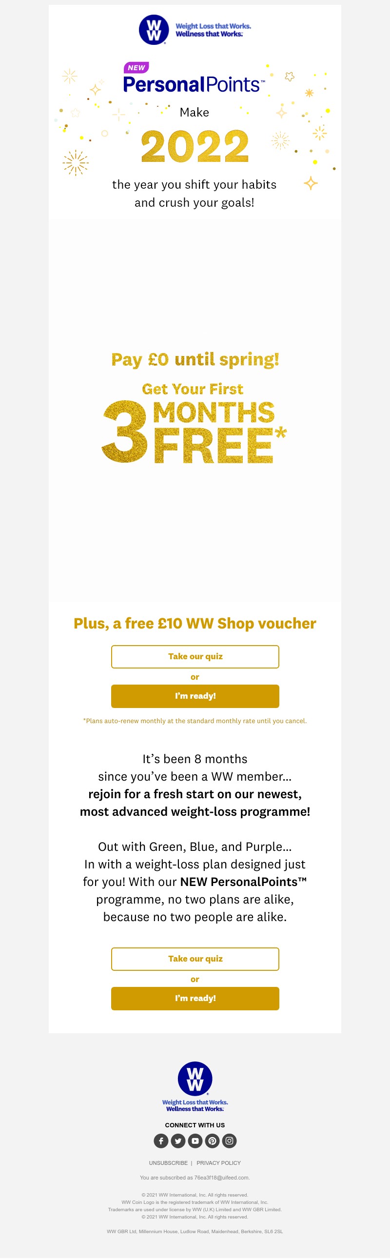 WW (Weight Watchers) - Make 2022 your year with 3 months FREE