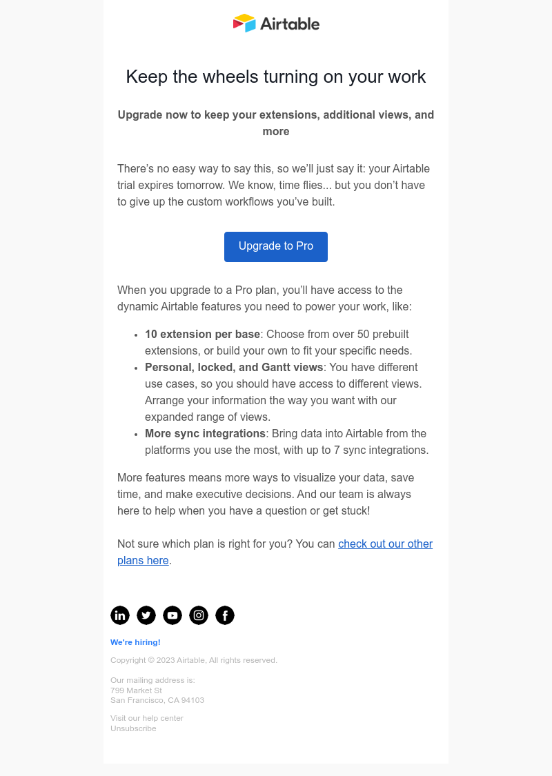 Airtable - 🕦 Your free trial expires tomorrow