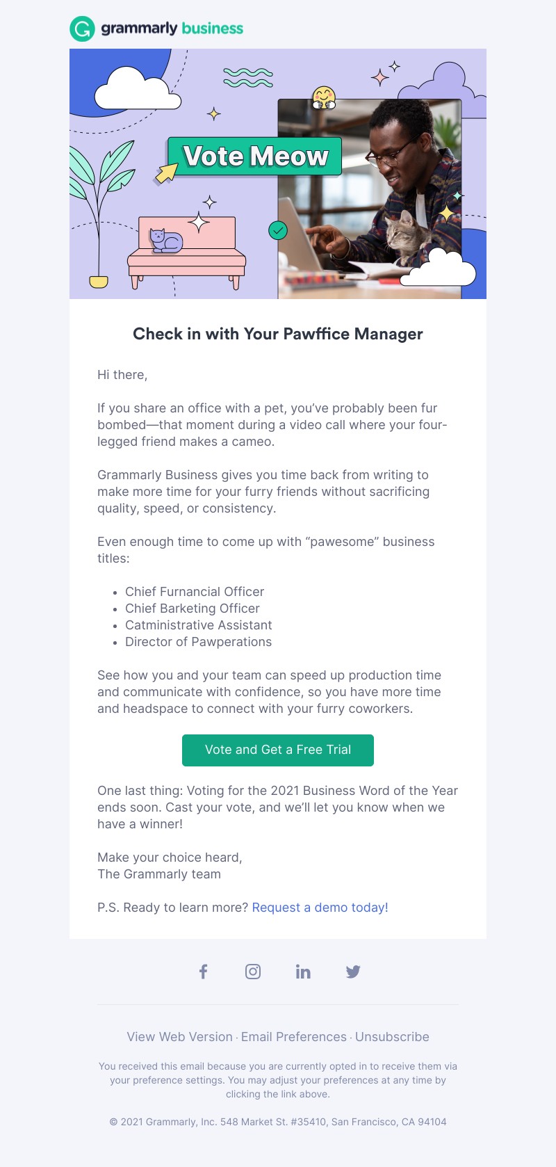 Grammarly - Give your pet a “pawesome” business title 🐾
