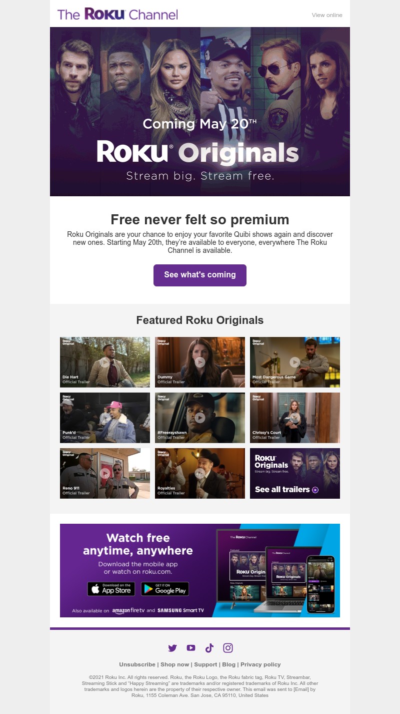 Quibi - Quibi favorites are now free Roku® Originals—coming May 20th!