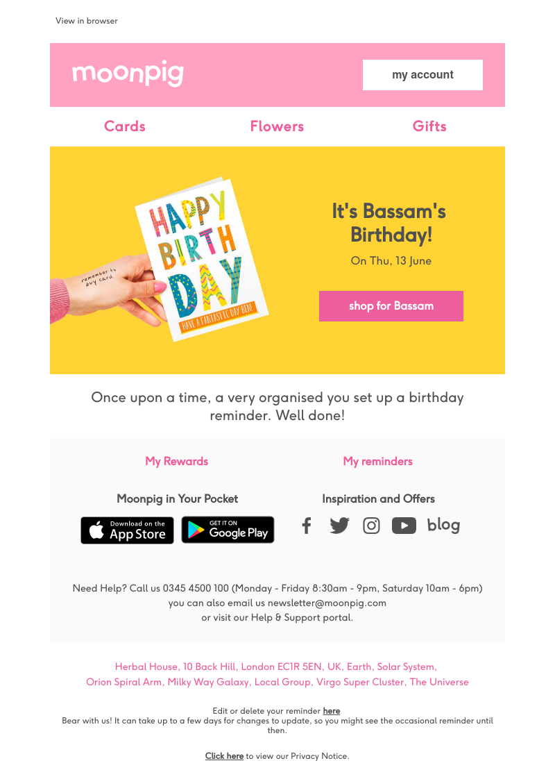 Moonpig - You’ve got a birthday coming up…