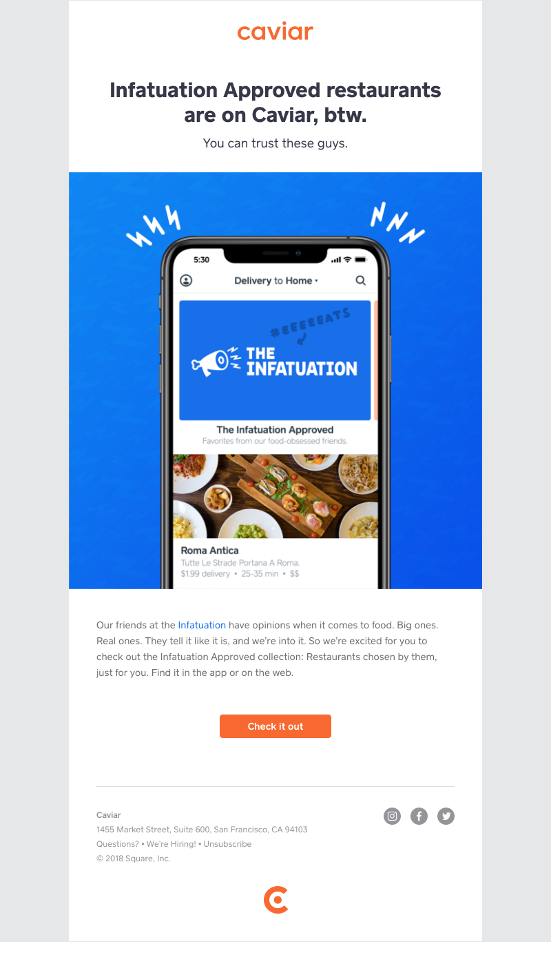  - Hey, Infatuation Approved restaurants are on Caviar