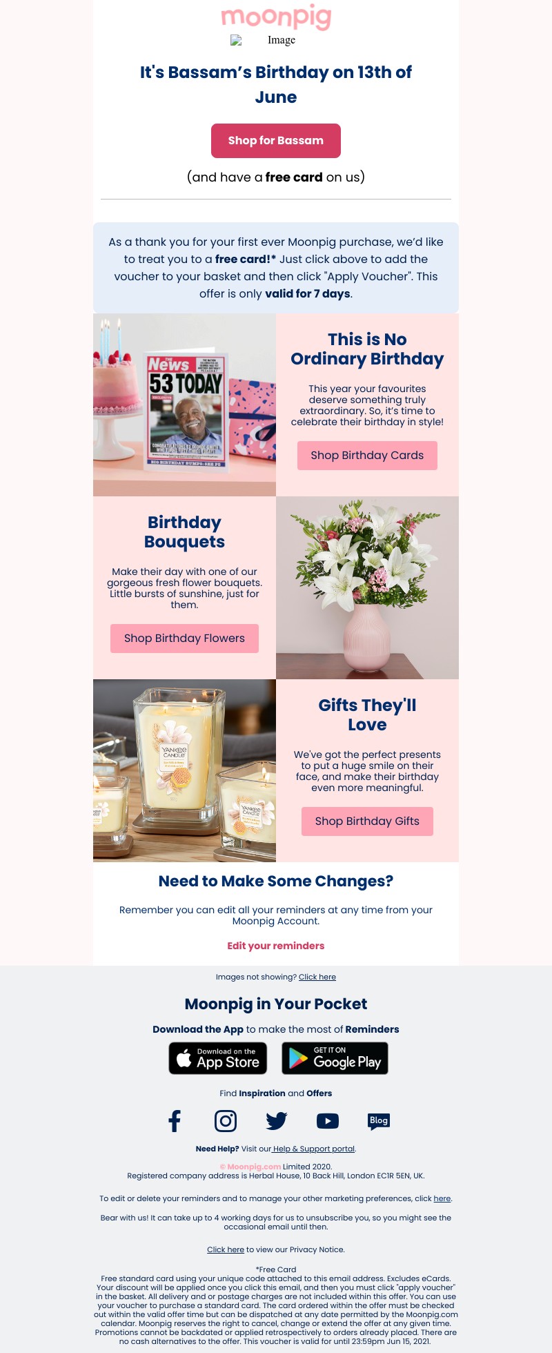 Moonpig - You've got a birthday coming up...