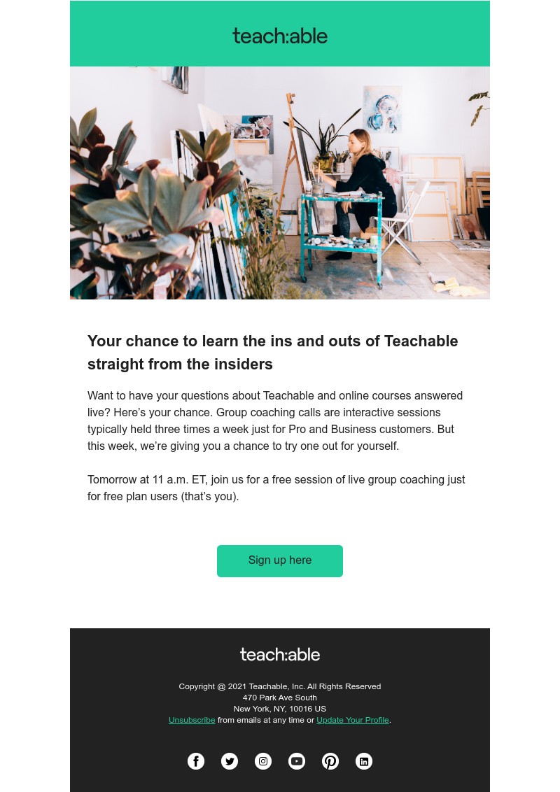 Teachable - You just unlocked a free group coaching session