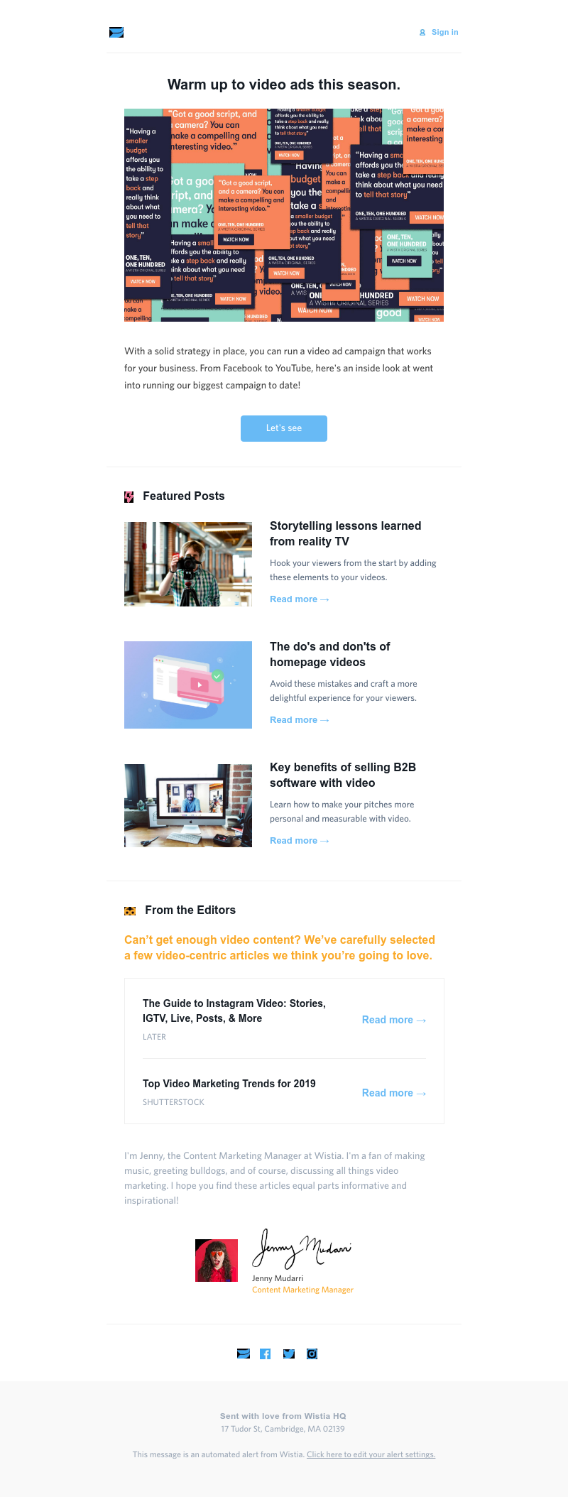 Wistia - The November Wistia Content Roundup: Start getting cozy with video marketing. ❄️