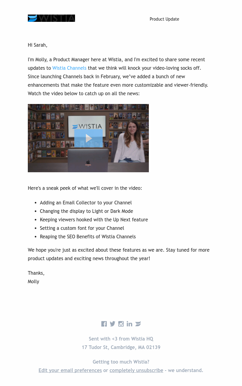 Wistia - New Channels Features! 🚨 Email Collectors, Light Mode, and more