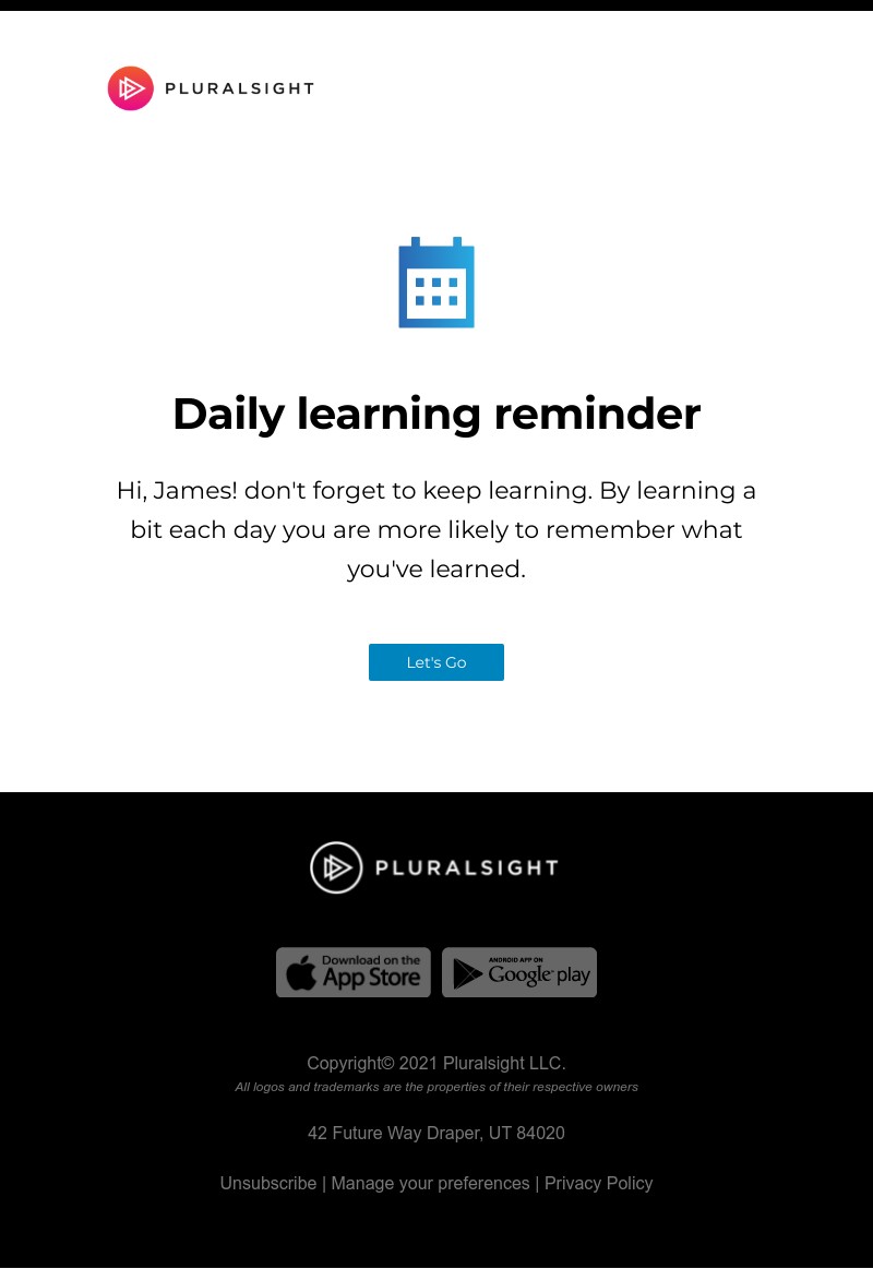 Pluralsight - Your friendly Pluralsight learning reminder