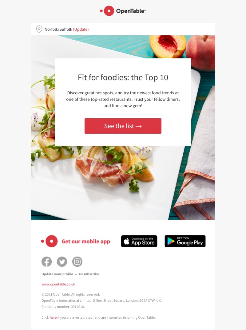 OpenTable - Top 10 finds for foodies