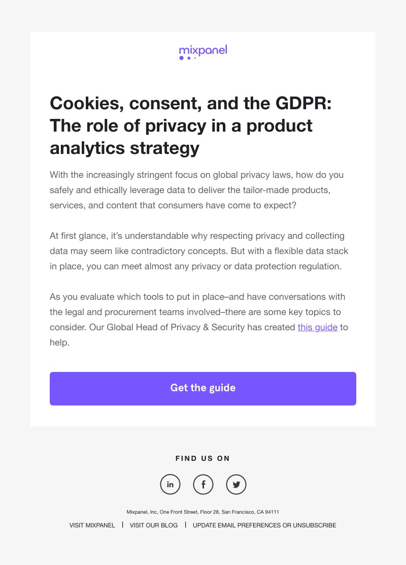 Mixpanel - Get the guide: Navigating privacy in a product analytics strategy