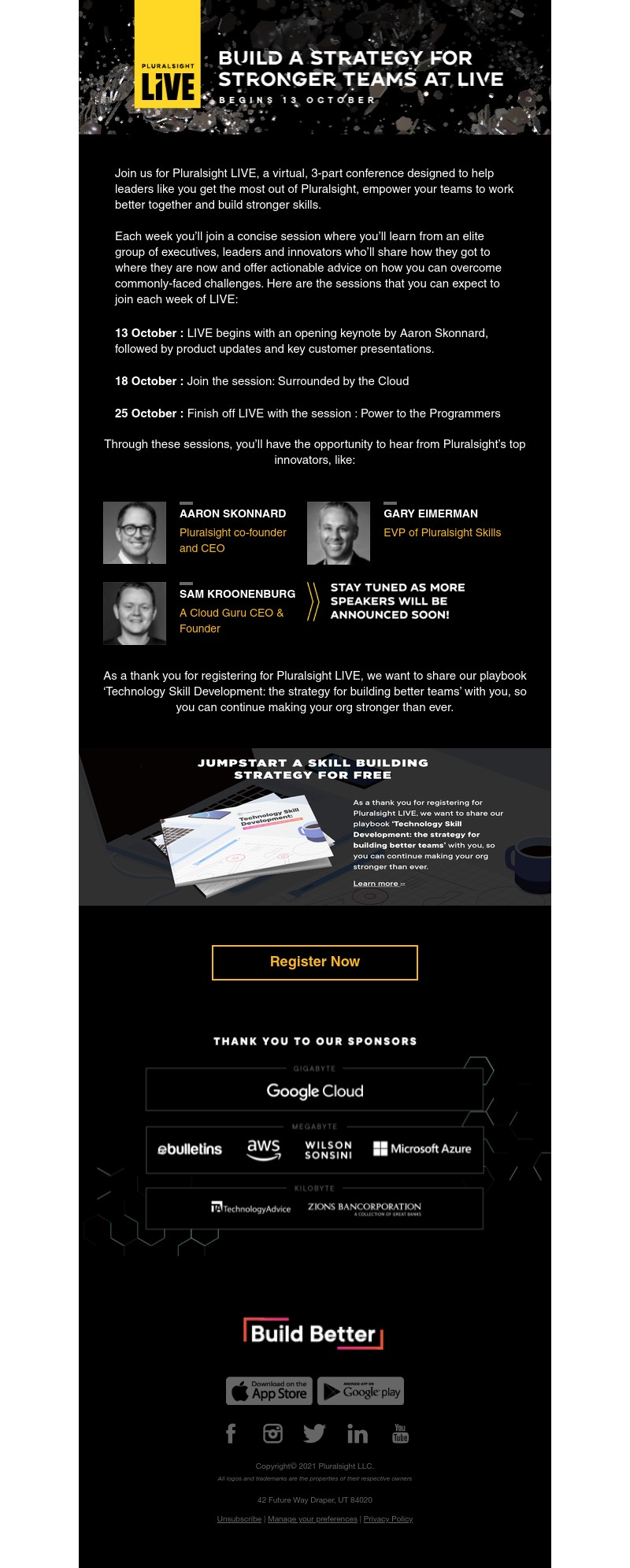 Pluralsight - Register for LIVE and start building better skills