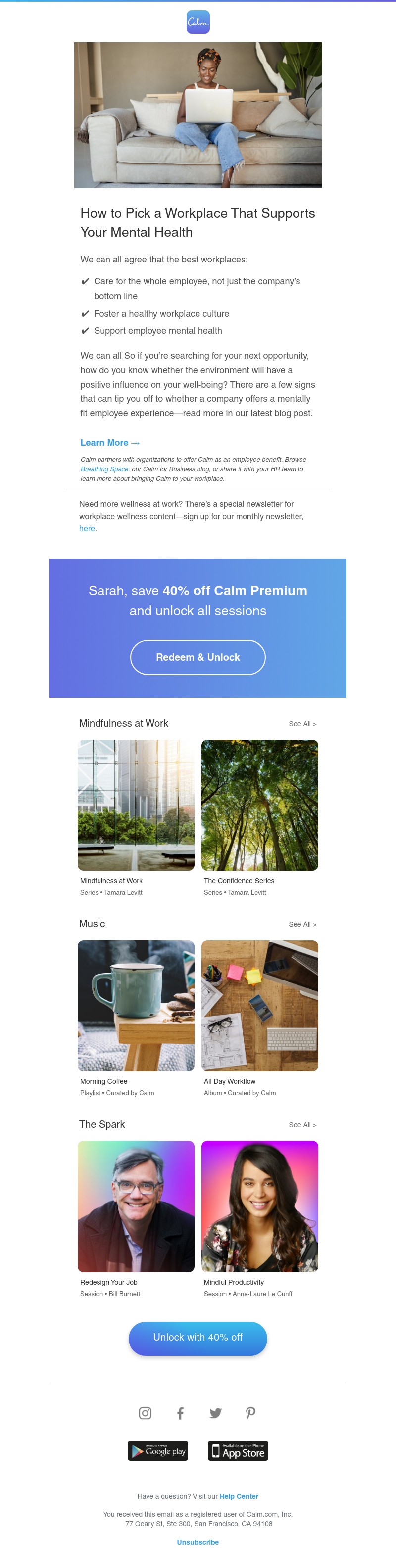 Calm - How to pick a workplace that supports your mental health