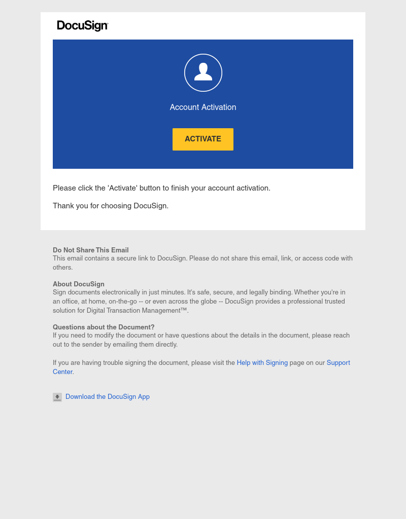 HelloSign - Account Activation
