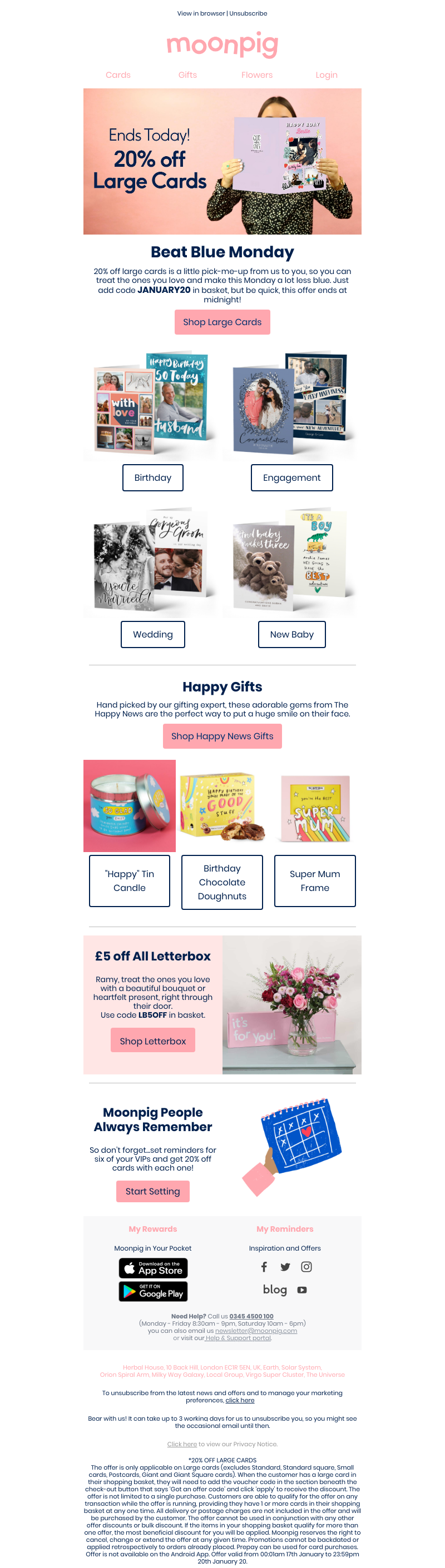 Moonpig - 💎💙🐳 Beat the blues with 20% off large cards! 🦋🔷💧